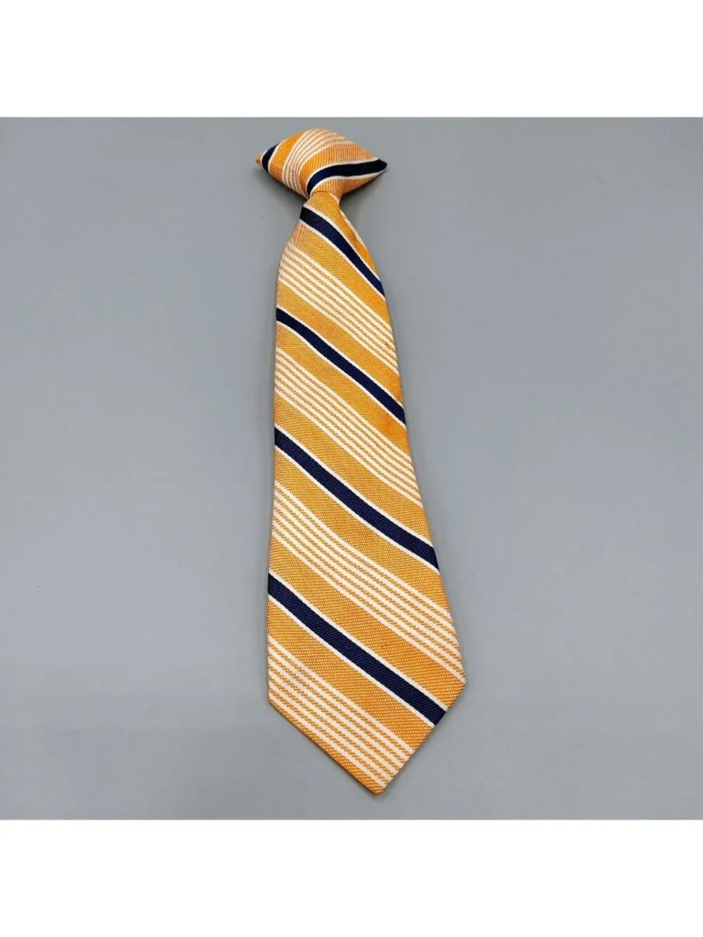 Unbranded Boys Orange, White, and Blue Striped Regimental Clip-on Tie (Ages 2-5)